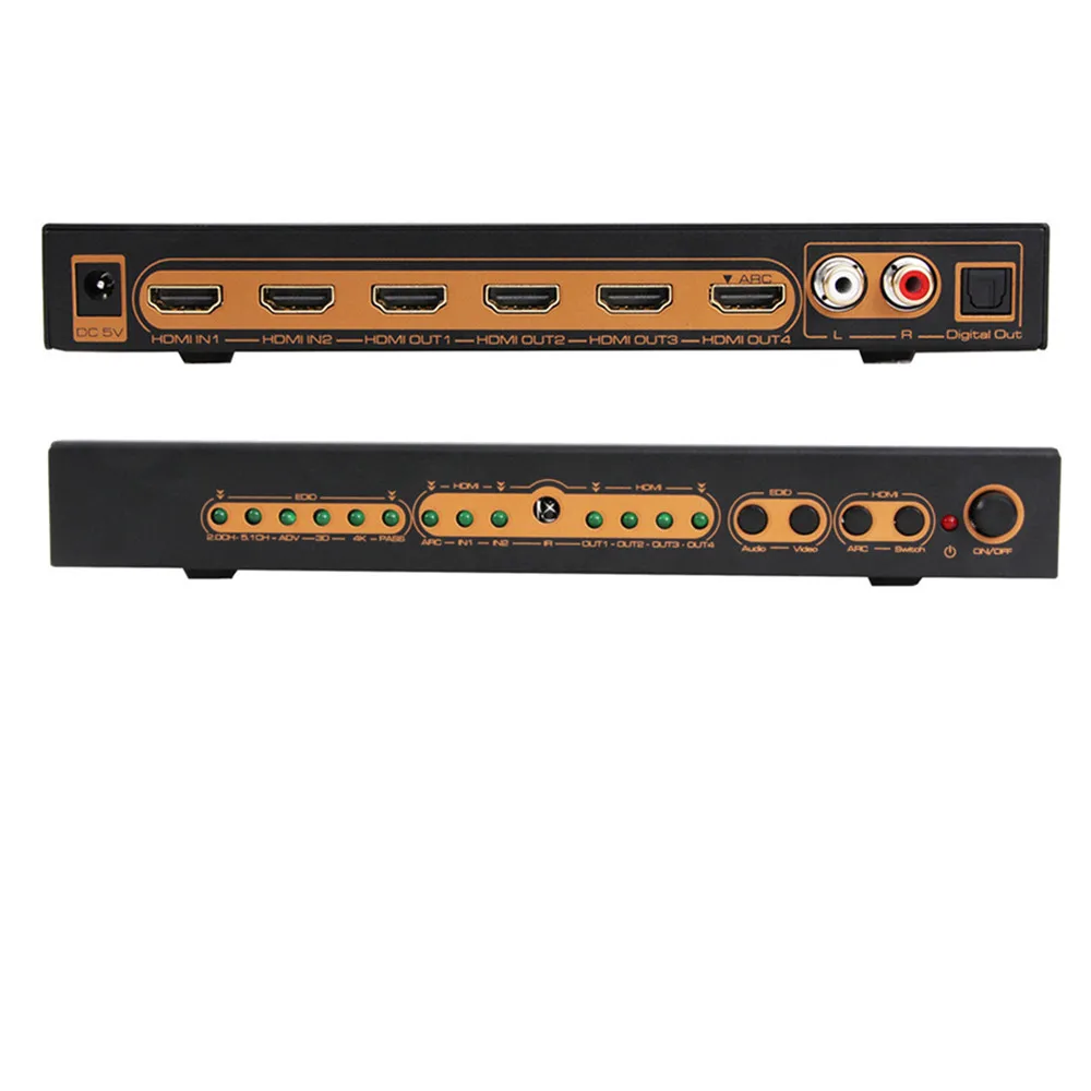 3D 4K 2x4 HDMI сплиттер 2 до 4 Hdmi Мужской разъемы 2.0CH, 5.1CH, ADV 3 аудио EDID, блок питания для цифровых HDTV шт