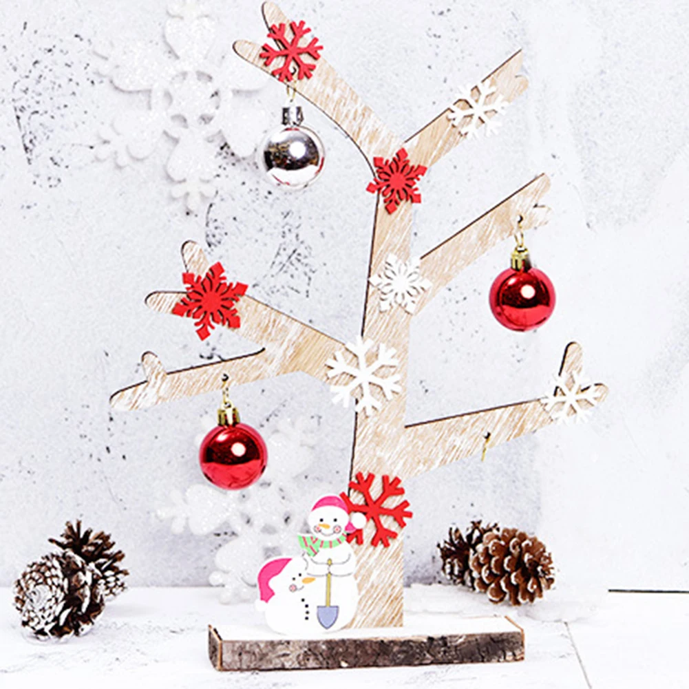Mini Wooden Merry Christmas Tree Desk Table Decor Pendants Xmas Tree Ornaments With Bell Snowflake Santa Claus Hanging Decoratie