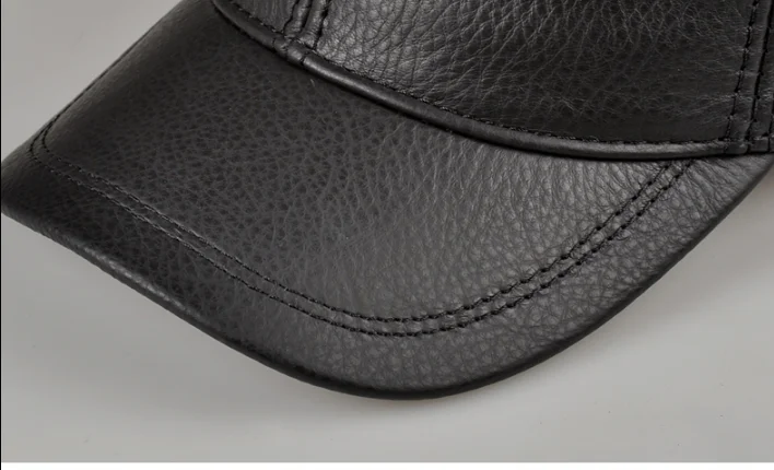 Verkäufe Winter männer braun/schwarz Farbe Echt Leder Baseball Caps Männer Damen Jugend Ente Zunge Warmer Hüte Hip Pop motorhaube Femme – Detail 21