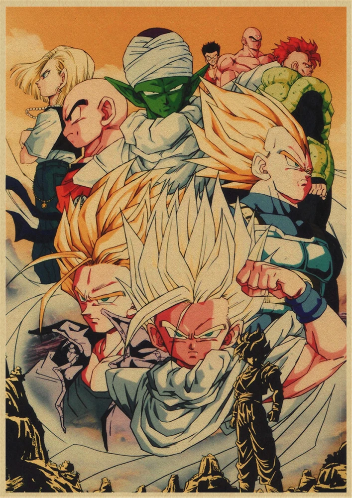Светло-зеленый Dragon Ball японского аниме фильм винтажные плакаты хорошего качества печатный плакат на стену в стиле ретро комнаты декоративная живопись дома - Цвет: Светло-зеленый
