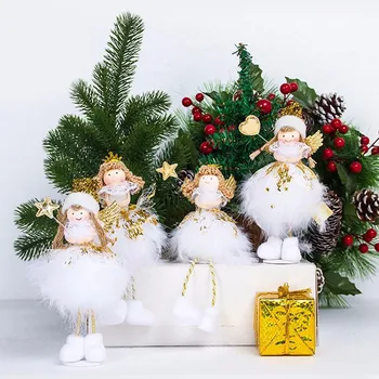 

Cute Christmas Angel Plush Doll Toy Xmas Christmas Tree Hanging Ornaments Pendant Decorations for Home Party Decors