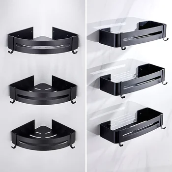 

Bathroom Shelves Shower Shelf Bath Corner Shampoo Storage Rack Wall Mounted Aluminum Bathroom Basket Holder Kitchen Accessories