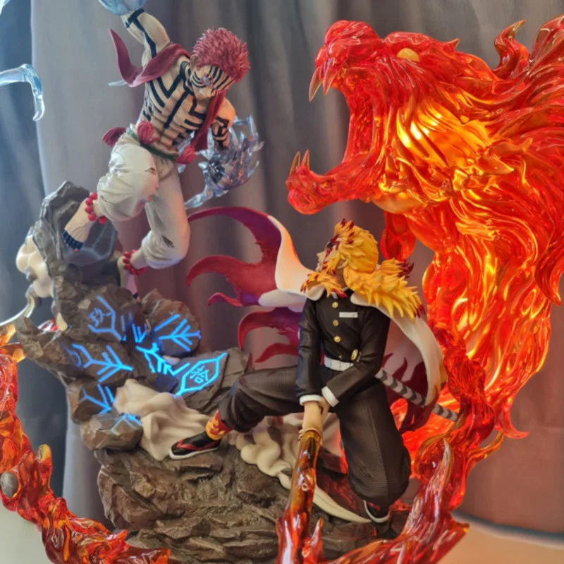 Gk Masterpiece Demon Slayer Action Figure Akaza Vs Rengoku Kyoujurou Figma 58cm Illuminated Statue Large Model Collectible Toys Action Figures Aliexpress