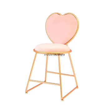 

Modern Minimalist Creative Bedroom Princess Dressing Table Stool Nordic Back Makeup Chair European Wrought Iron Manicure Chair