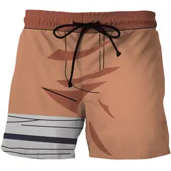 Мужские быстросохнущие пляжные шорты с цифровым принтом, повседневные шорты с боковыми карманами и рисунком аниме