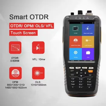 

High Precision OTDR Tester Optical Time Domain Reflectometer 4 in 1 OPM OLS VFL Touch Screen 3m to 60km Range Optical Instrument