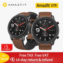 Смарт-часы Amazfit GTR, 47 мм, Xiaomi Huami 5ATM, водонепроницаемые спортивные Смарт-часы, 24 дня, батарея, управление музыкой, с gps, пульсометр