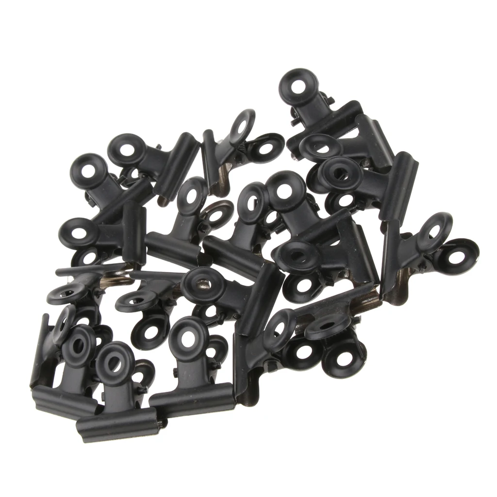 20 Pack Black Bulldog Clips Metal Hinge Clip File Clamps for Paper, Crafts, Food Bags, Drawings, Photos, 22mm