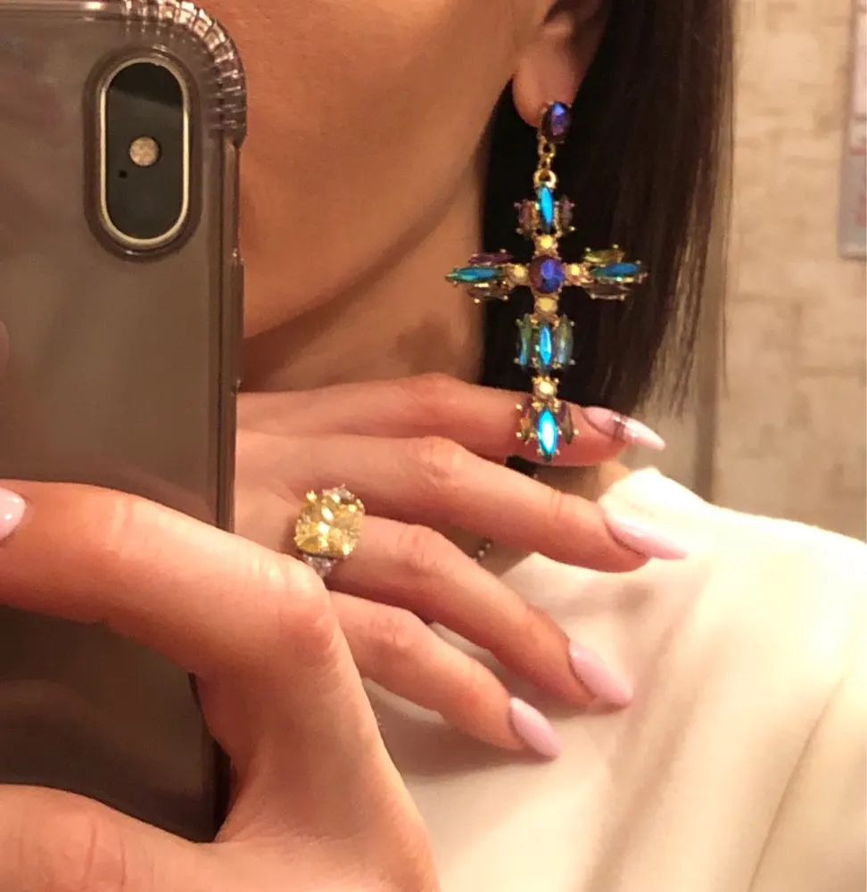 Cross Earrings Crystal Rhinestone Earrings Women Vintage Baroque Jewelry