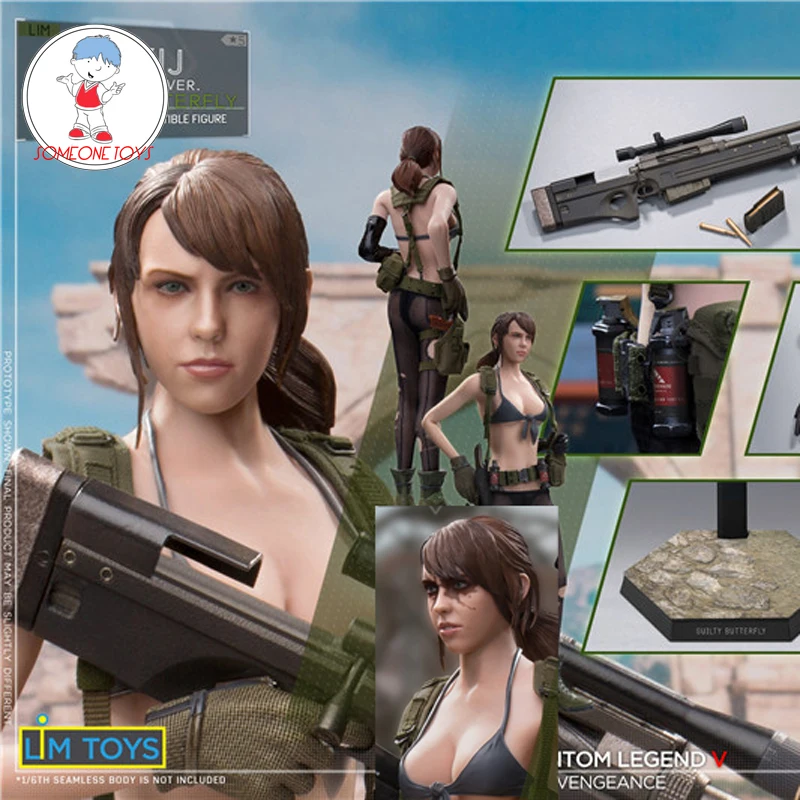 1/6 Scale Guilty Butterfly Female Shooter Clothes Accessory Set with Head Sculpt for DIY Soldier Figures