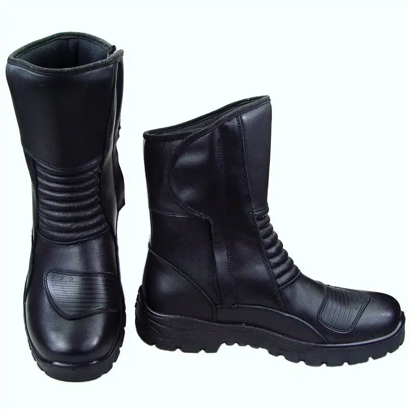 Vintage Genuine Leather Motorcycle Boots City Cafe Racer Motorbike Riding Boots Retro Casual Moto Shoes Mid-Calf Waterproof