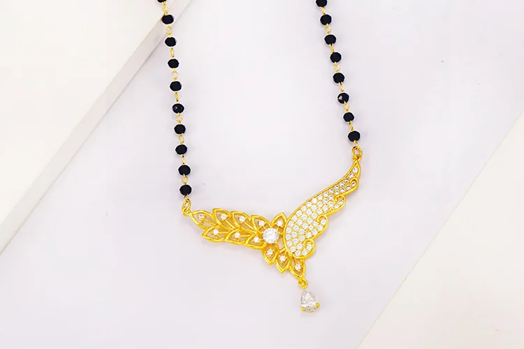 OMHXFC ET30 Европейская мода для женщин и девушек подарок на день рождения свадьбу крыло 24 К Золотое ожерелье+ серьги-гвоздики комплект ювелирных изделий