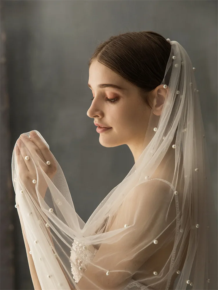 75-500cm-White-Ivory-Bridal-Veil-With-Comb-One-Layer-Cathedral-Veil-With-Pearls-Soft-Tulle