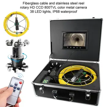 

9in 50M 360 Degrees Rotate 38 IR LED Video Camera IP68 Drain Pipe Sewer Inspection Endoscope 100-240V EU US UK Plug