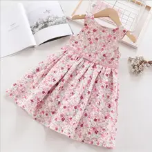 Платья с цветочным принтом для девочек; хлопковое детское платье-майка с принтом; милая детская одежда; модная детская одежда