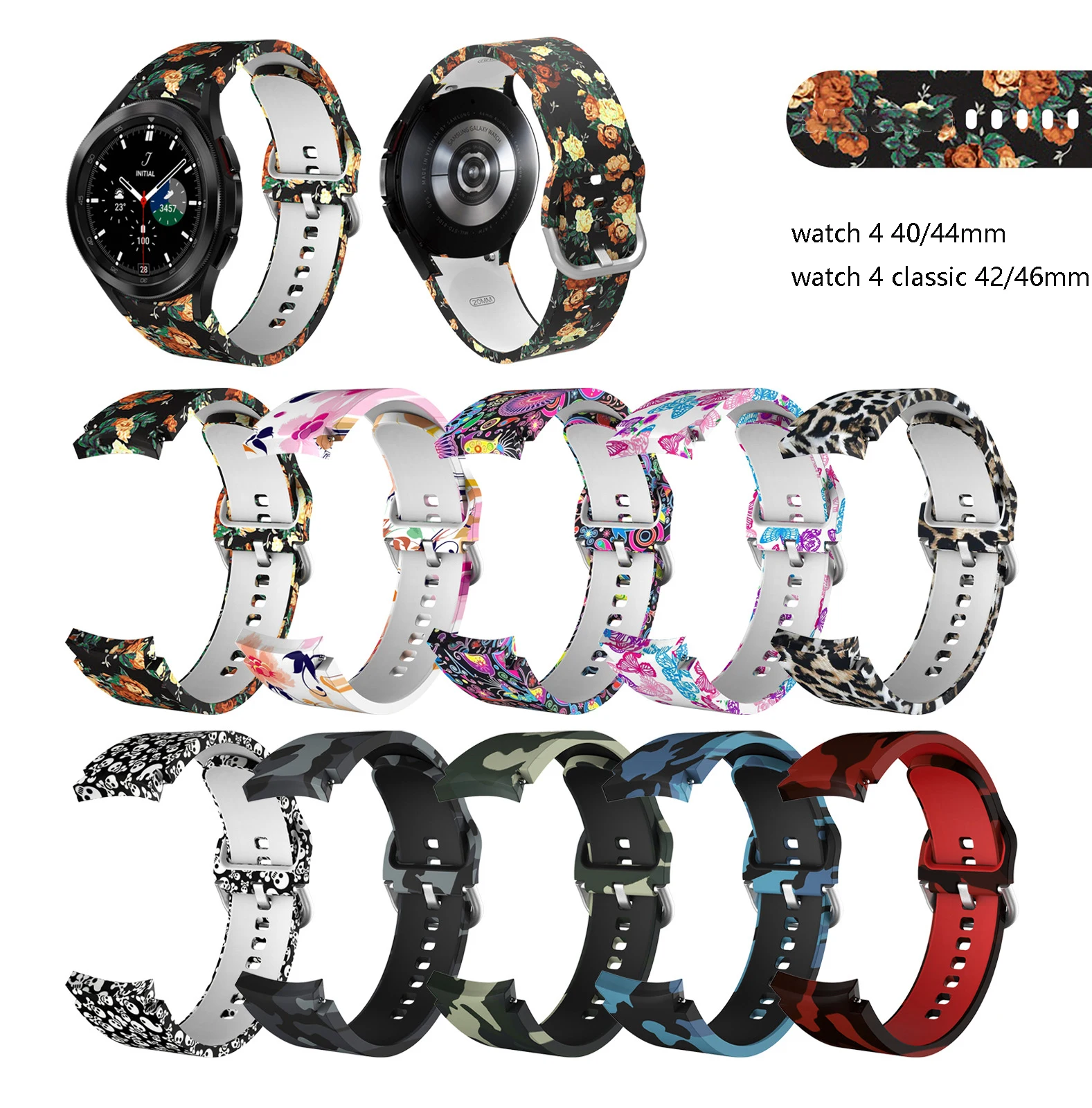 20mm Watch Strap for Samsung Watch 4 40mm 44mm Silicone Bracelet for