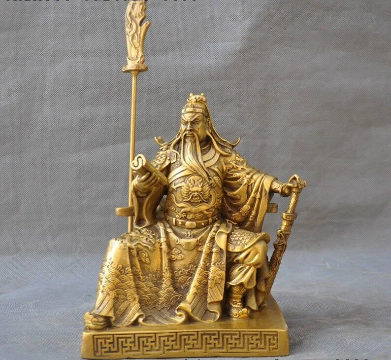 Китайский дракон из латуни воин Бог Guan Gong Yu Guan Yu Look книжная статуя