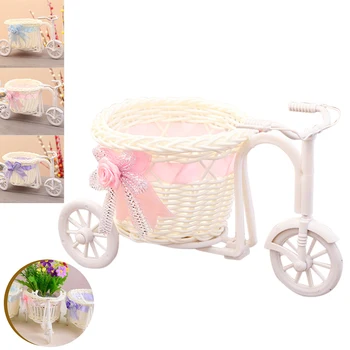 

1pcs Rattan bicycle Storage Basket Flower Vase Plant Stand Holder Bike Design Organizer Flower Basket Pot