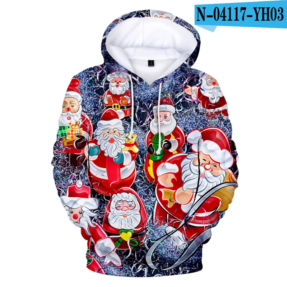 Z& Y От 3 до 20 лет Merry Christmas 3D Красочные кофты с капюшоном Дети Забавный свитер для девочек аниме пальто с мехом для мальчиков большой размер уличная одежда топы
