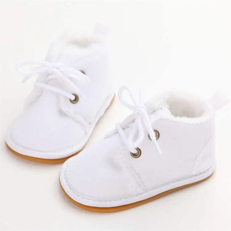 Белый New Style Winter Warm Infant Boots Shoes Girl Crib Shoes Cotton Anti-slip Sole Newborn Toddler First Walkers Shoes - Цвет: Белый