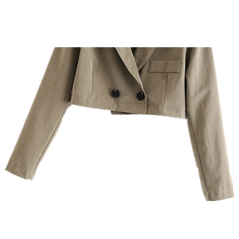 Chu Sau beauty уличная шикарная однотонные короткие блейзеры для женщин в гонконгском стиле открытый пупок женский костюм женские модные осенние пальто