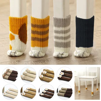 

8 Pcs/set Cat Paw Chair Leg Cover Knitted Fabric Chair Leg Protector Cover Furniture Table Leg Covers For Square And Round Feet