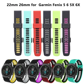 

26 22MM Watchband Strap for Garmin Fenix 5 5X 3 3 HR Fenix 6X 6 6S S60 MK1 Watch Quick Release Silicone Sport Wrist Band Strap