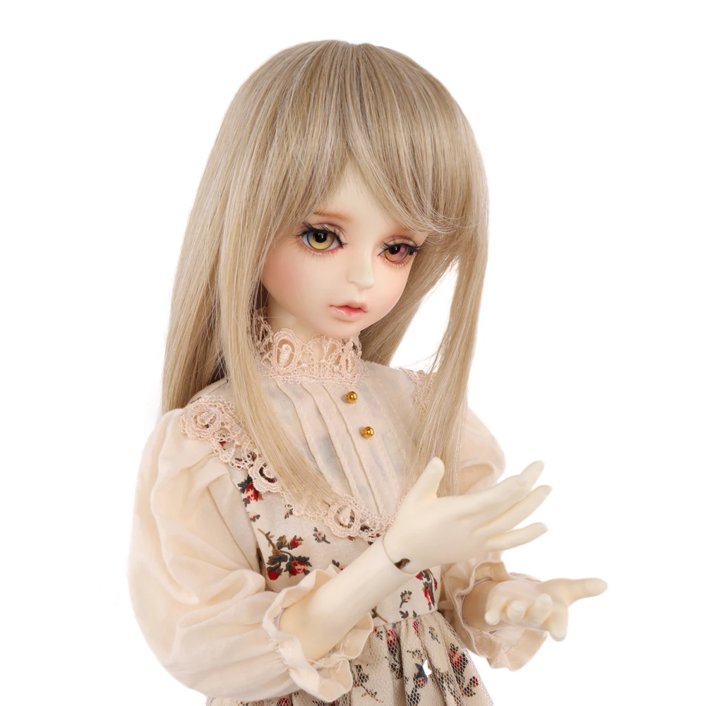 Парик из натуральных волос средней длины светлый для куклы 1/3 BJD/Ye Luoli/Pullip с