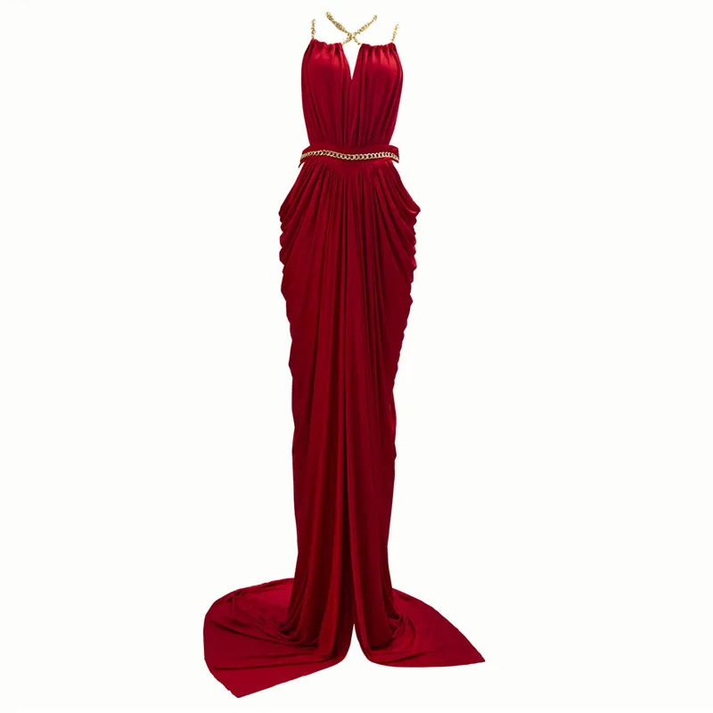 Chian, макси платье, со складками, с разрезом, вечернее, длинное, халат, Vestidos, официальное, вечернее платье, спагетти, для женщин, с высоким разрезом, с открытой спиной, длинные платья