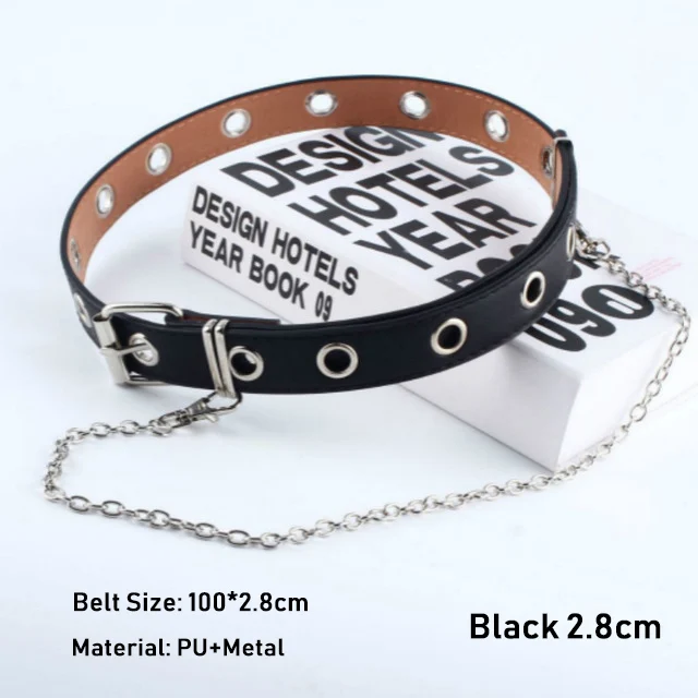 brown 2.8cm Женский ремень-цепочка в стиле панк для джинсов, женские роскошные брендовые дизайнерские ремни, женские кожаные ремни высокого качества для платья - Цвет: brown 2.8cm
