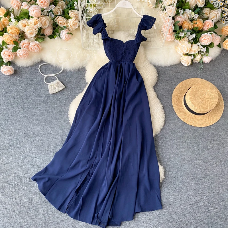 Neploe Dress Women Fashion Square Collar Spaghetti Strap Ladies Vestidos Summer 2020 Elegant Slim Waist Female Dresses 1C916