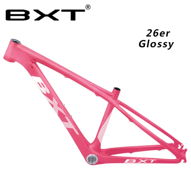 Углеродная mtb рама 26er углеродная велосипедная Рама 14 дюймов рама карбоновая для горного велосипеда 26 углеродная детская рама с гарнитурой+ зажим+ BB92 - Цвет: pink Glossy
