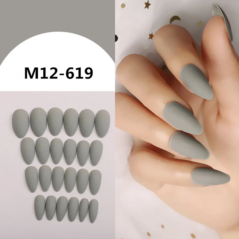 Накладные ногти-стилеты для ногтей длинные острые Nep Nagels с клеем, стикер глянцевый пластик искусственные винно-красные накладные ногти для Хэллоуина Вечерние - Цвет: M12-619-1