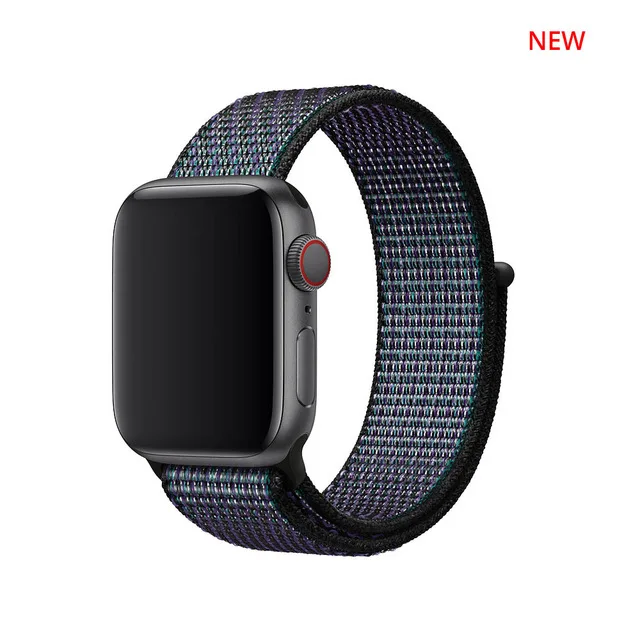 UEBN нейлоновая Спортивная петля для Apple Watch Series 4 44 мм 40 мм ремешок для часов браслет ремешок для iwatch 4 42 мм 38 мм ремешки для часов - Цвет ремешка: Hyper Grape