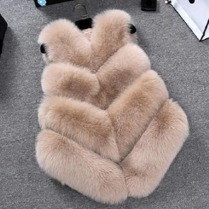 S-4XL Большие размеры женские зимние из искусственного лисьего меха Pu пальто Полный Пелт Лисий меховой воротник без рукавов шить жилет w1995