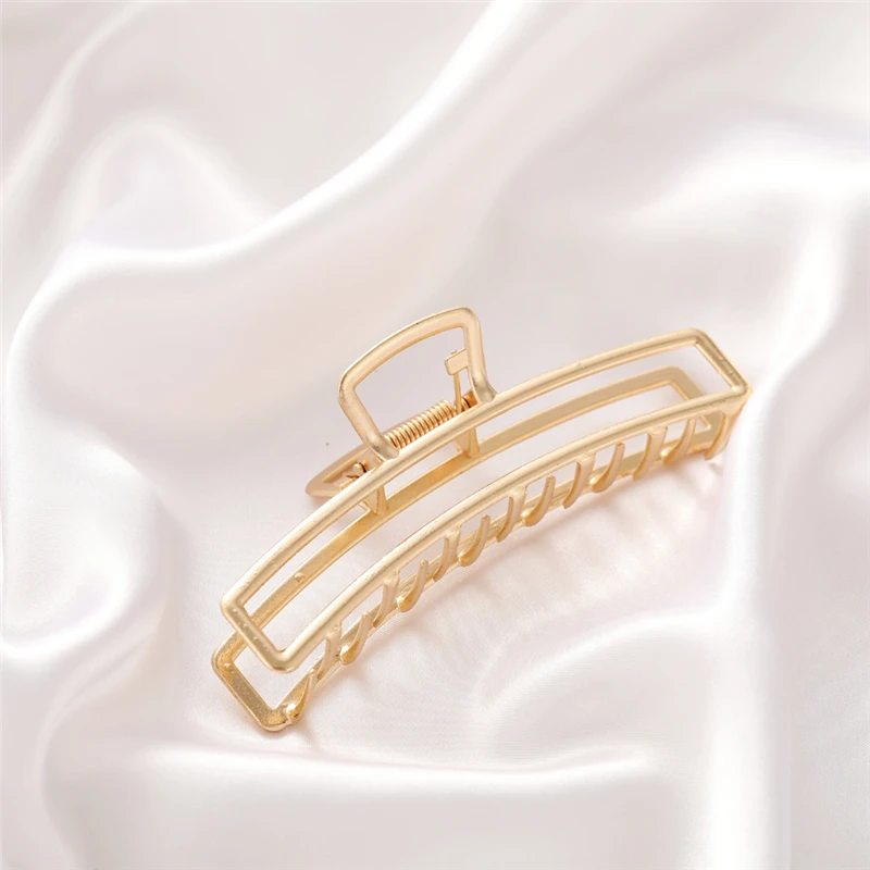 hair clips for long hair 2021 New Women Elegant Gold Hollow Geometric Metal Hair Claw Vintage Hair Clips Headband Hairpin Hair Crab Hair Accessories elastic headbands for women