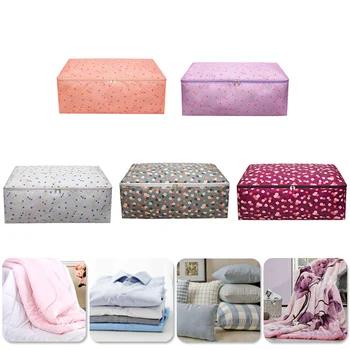 

New Waterproof Portable Pillow Blanket Clothes Quilt Storage Bag For Closet Wardrobe Folding Box Zipper Organizer 50×35×20cm