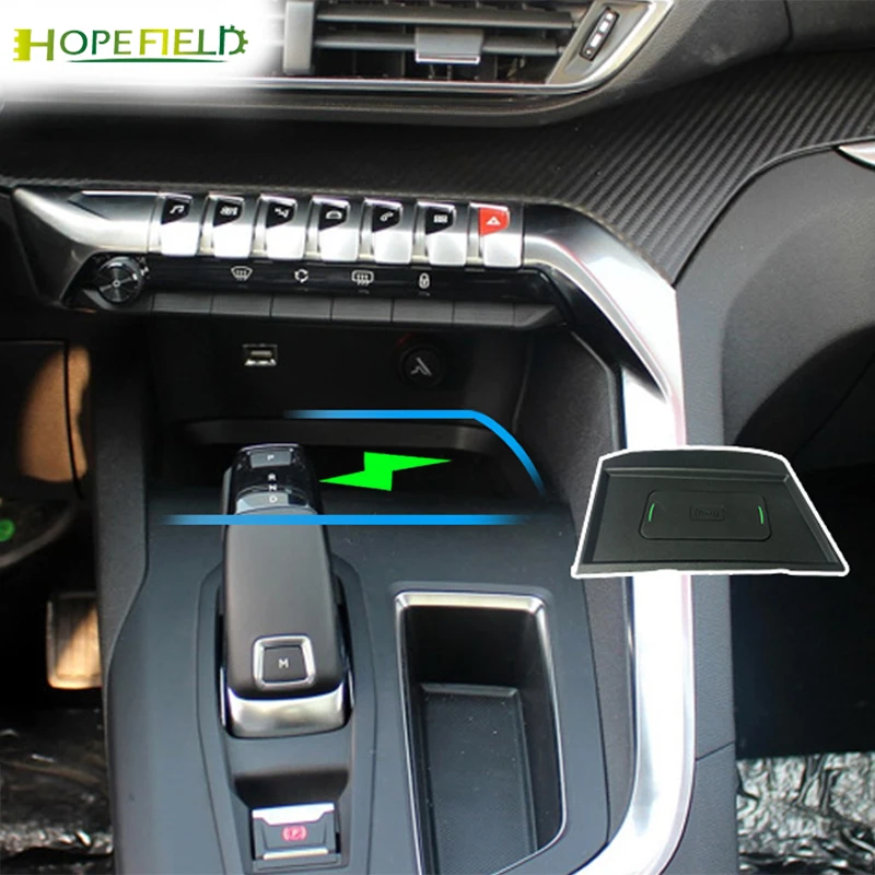 

10W wireless charger for Peugeot 4008 5008 2016 to 2018 phone adapter center console charging panel for iphone 11 power charge