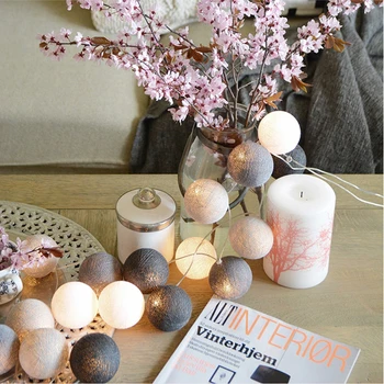 

LED String Lights Cotton Ball Light String Garlands Battery Operated Fairy Light Birthday Christmas Wedding For Decorations