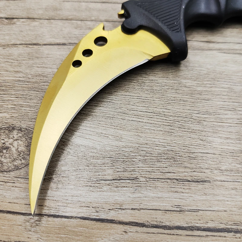 Утолщенный нож Karambit из нержавеющей стали CS GO, интегрированный нож с ручкой для шеи, настоящий Походный нож, наружный нож для повседневного использования, ручные инструменты