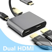 USB Type C Station d'accueil pour ordinateur portable double HDMI double écran affichage USB 3.0 Hub adaptateur Dock pour HP DELL XPS Surface Lenovo ThinkPad