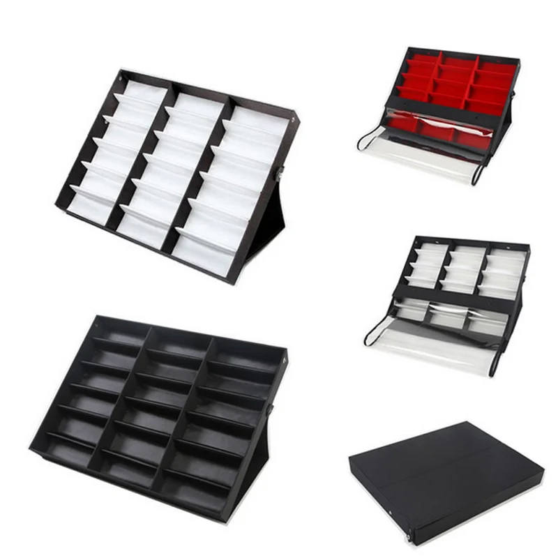 Selling Big Size 18 Grids Case Sunglasses Glasses Display With Cover Eyeglass Grids Stand Case Holder Glasses Makeup Organizer