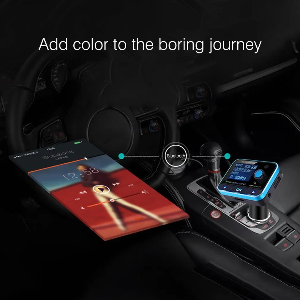 Цифровой Bluetooth FM передатчик MP3 плеер Громкая связь автомобильный комплект Поддержка USB флэш-памяти Micro SD с разъемом подачи внешнего сигнала AUX музыкальный плеер