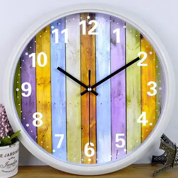 

Clocks Fashion Wall Clock Bedroom Cartoon Clock Round Creative Wall Watch Simple Modern Living Room Silent Quartz Clock Shabby