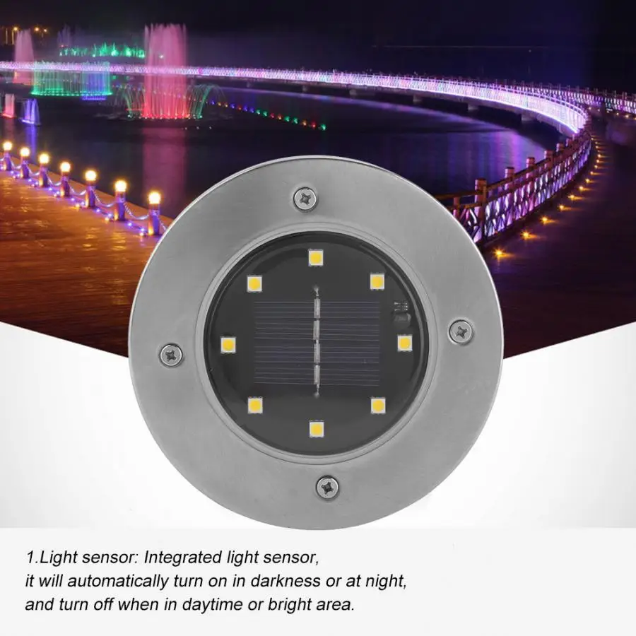 

12 Pcs 8 LED Solar Powered LED Buried Inground Recessed Light Garden Outdoor Path Decor Solar Lamp Outdoor