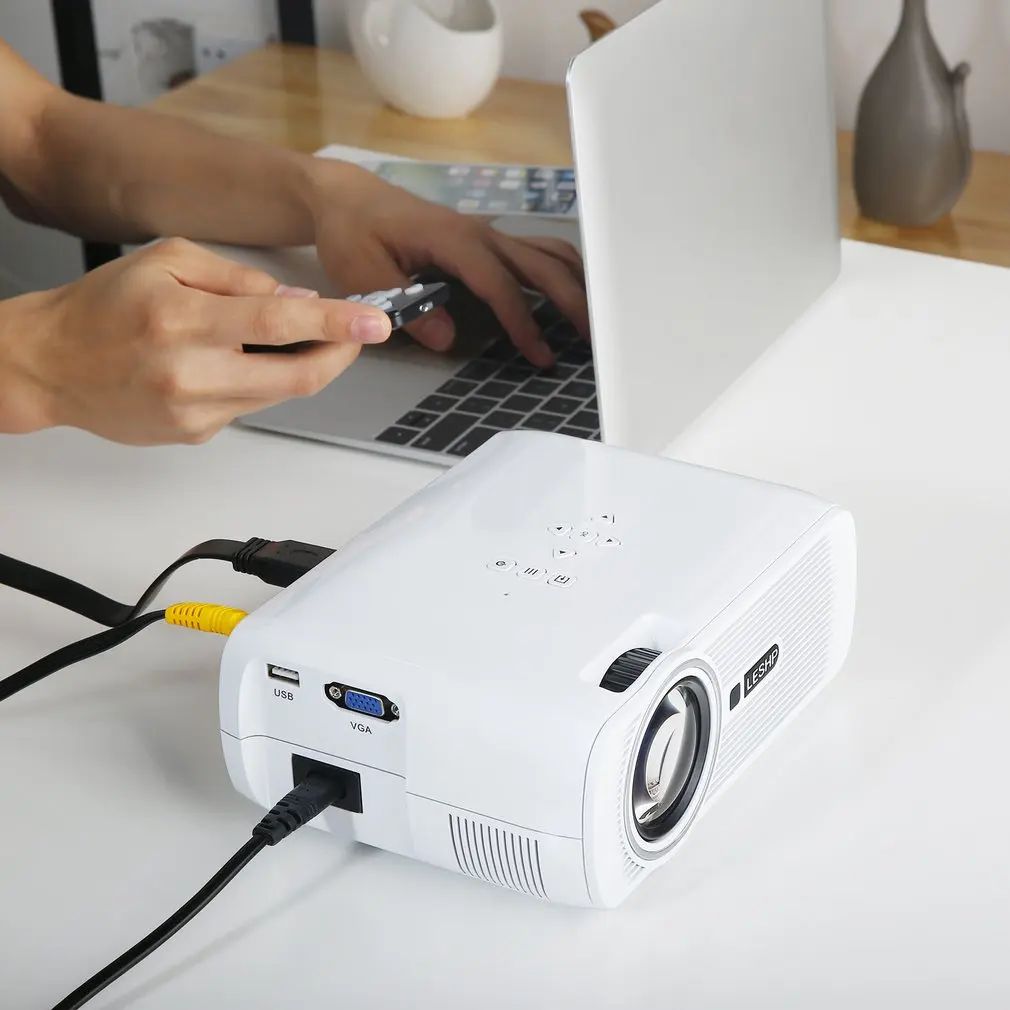 Портативный мультимедийный светодиодный видеопроектор 1080P HD 1200 лм с Keystone для офиса домашнего кинотеатра ТВ Игры 1000:1