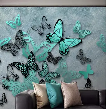 

CJSIR Custom Butterfly Nostalgic Cement Mural Wallpaper Living Room Bedroom Decor Wall Painting Modern Home Decor Background