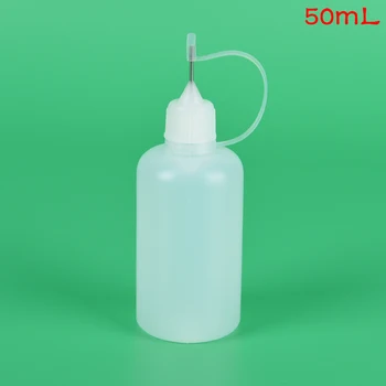 

Squeezable Bottle Needle Tip 50ml Glue Applicator with Metal Needle Cap White Plastic Dropper Bottles