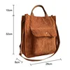 Hylhexyr Corduroy Shoulder Bag Women Vintage Shopping Bags Zipper Girls Student Bookbag Handbags Casual Tote With Outside Pocket ► Photo 2/6