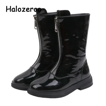 

New Winter Kids Mid Calf Boots Children Pu Leather Shoes Baby Girls Pink Princess Boots Fashion Warm Boots Brand Casual Shoes